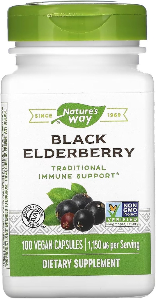 Nature's Way Black Elderberry 100 capsule Confezione da 3
