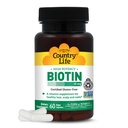 Country Life Vitamins High Potency Biotin 10.000 mcg (10 mg), 60 Count - Beilage für Haar, Kopfhaut und Nägel - Zertifizierte Glutenfrei