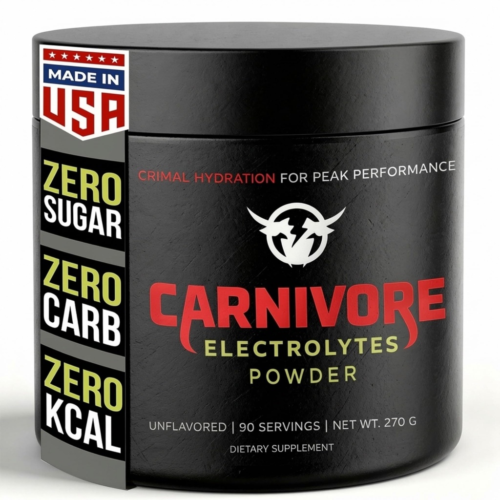 Poudre d'hydratation Premium pour le régime Carnivore - Soutien électrolytique équilibré, Zero Carb, Keto Friendly - Supplément pour l'énergie optimale et la récupération - 90 portions (non aromatisées)