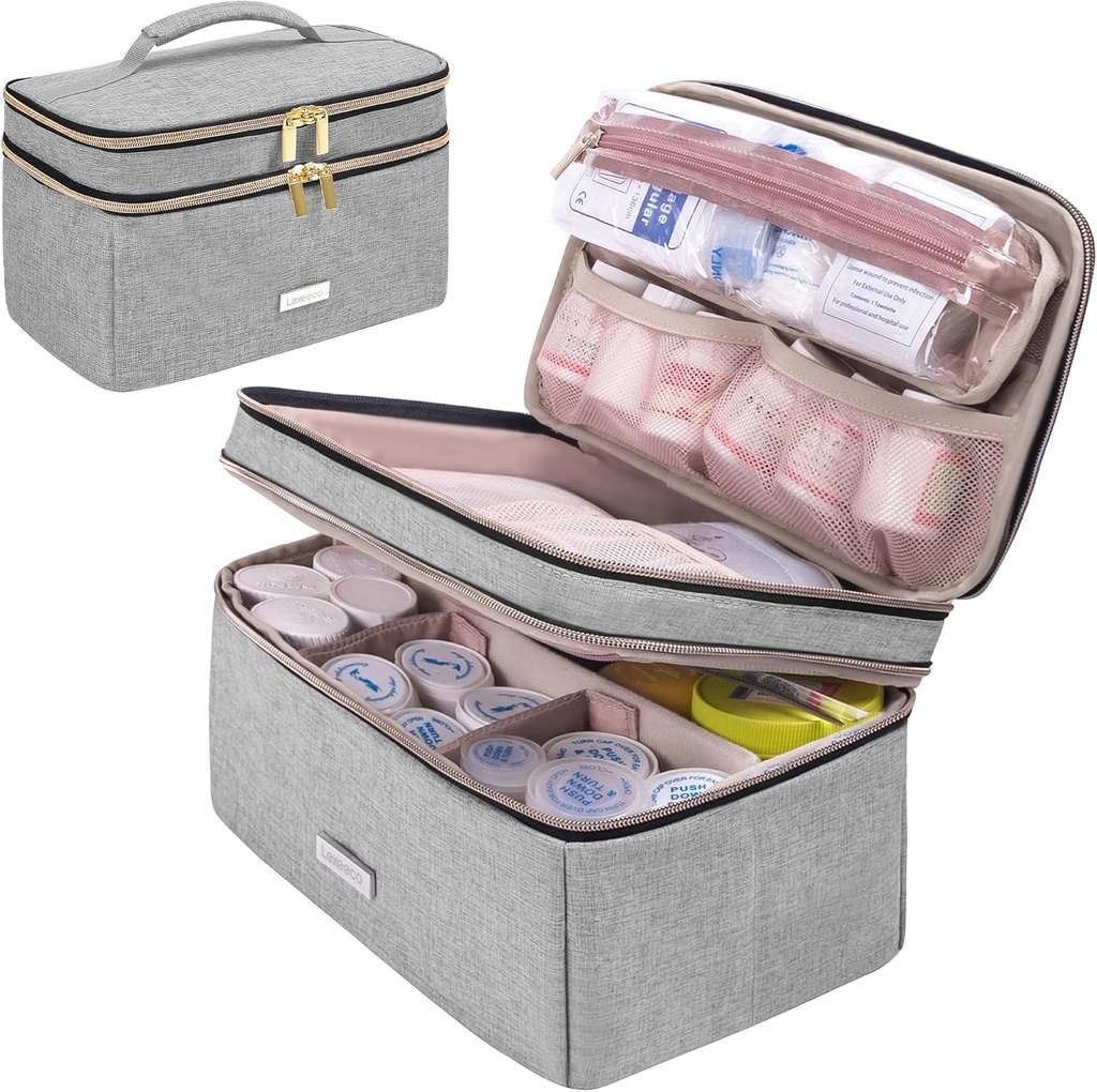 Organisateur de biberon de sac de rangement pour médicaments avec petite poche portable Organisateur de biberon de voyage pour la trousse de boîte de premiers soins d'urgence à domicile (Gray)