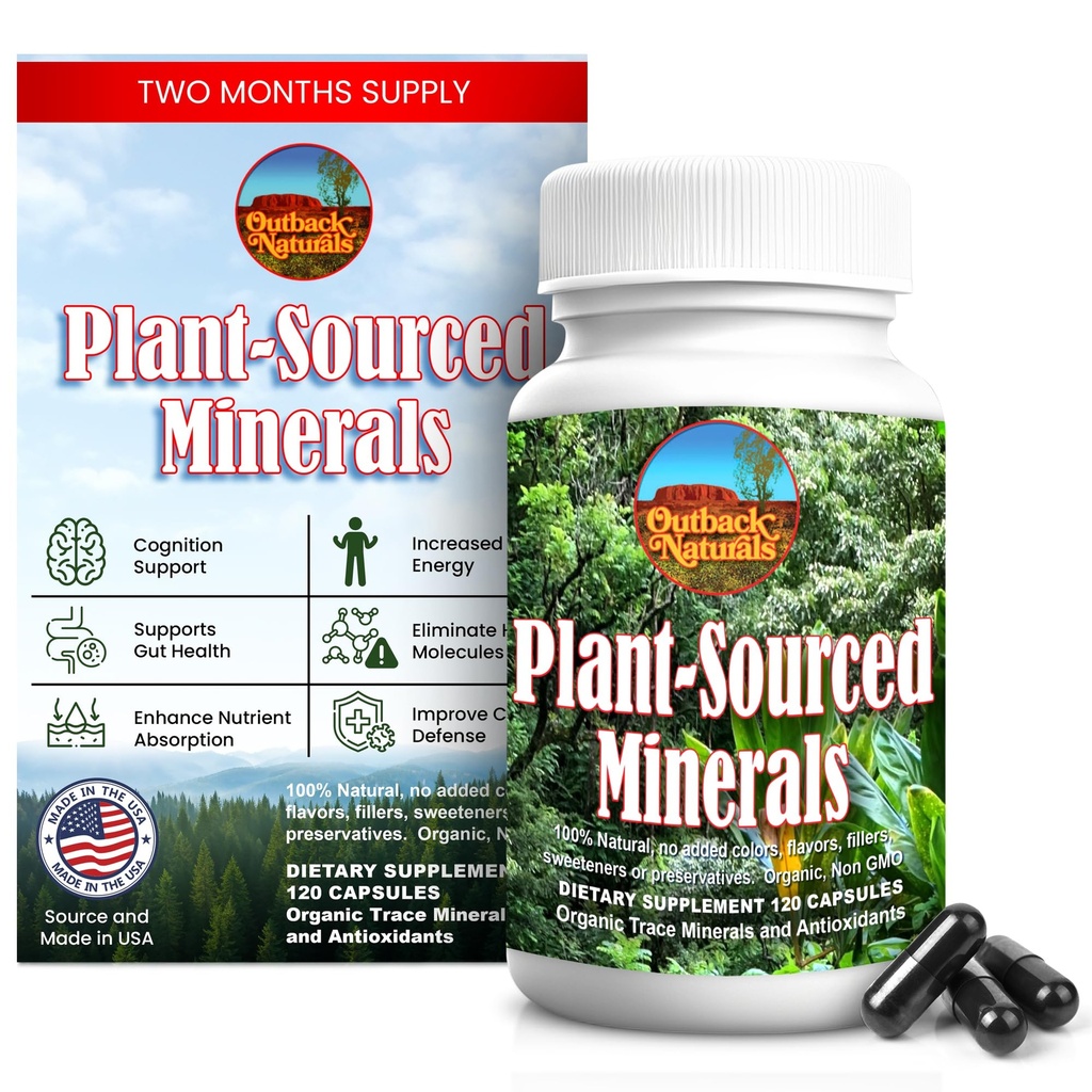 Fulvic Humic Mineral Blend of Plant-Sourced Trace Minerals, Electrolytes, Gut Health, Cognitive & Immune Support, Pure Vitality Formula for Strength - 120 Capsule