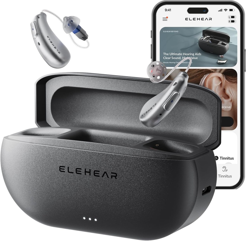 ELEHEAR-Beyond OTC Aides auditives, AI Powered Speech Enhancement and Tinnitus Masking, Qualité sonore supérieure, Connectivité avec les appareils iOS ou Android via Bluetooth 5.3, pour les aînés et les adultes