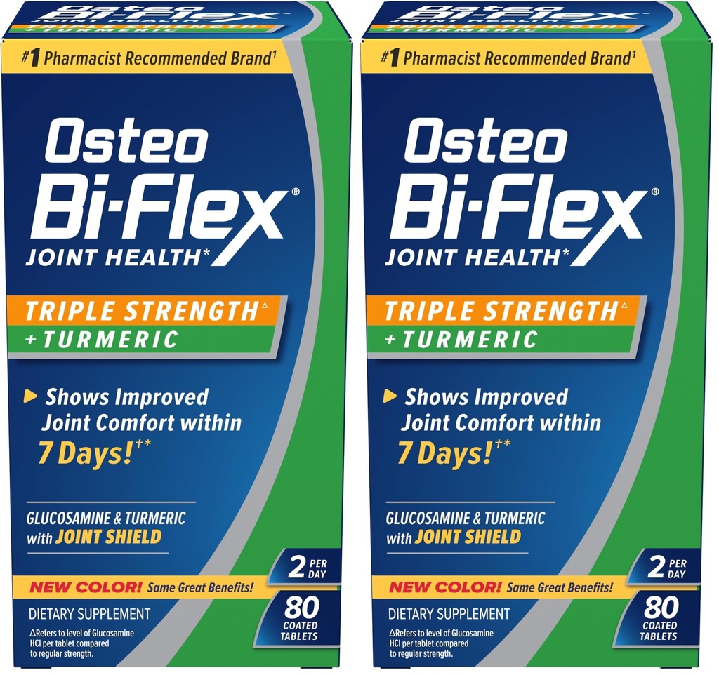 Osteo Bi-Flex Triple Strength Glucosamin mit Kurkuma, Joint Health Supplement, Beschichtete Tabletten, Original Version, 80 Count (Pack von 2)
