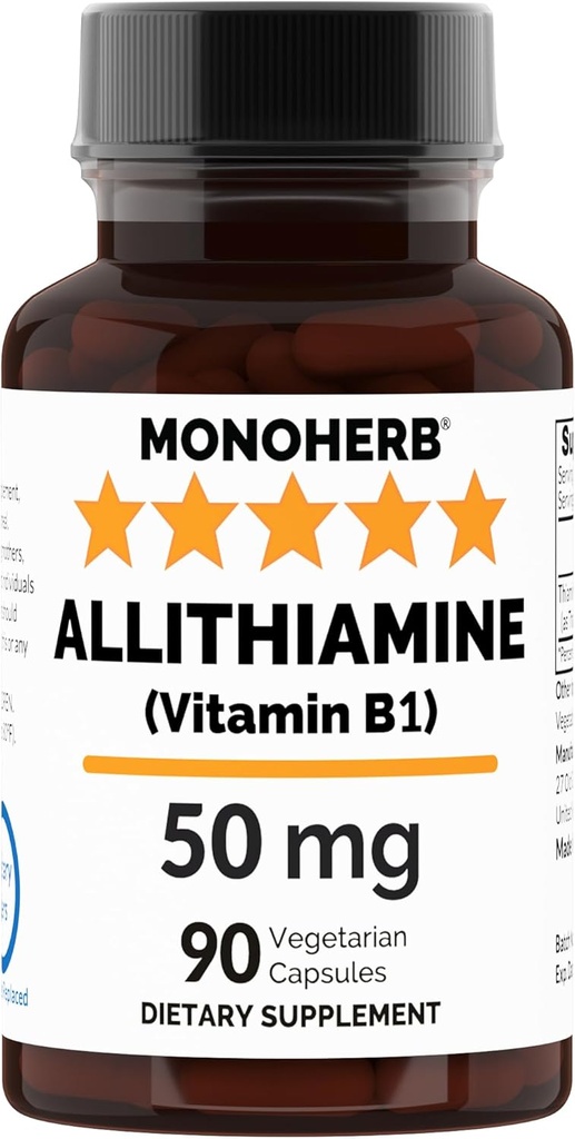 MONOHERB Allithiamine Vitamin B1 50 mg pro Kapsel - 90 Vegetarische Kapseln