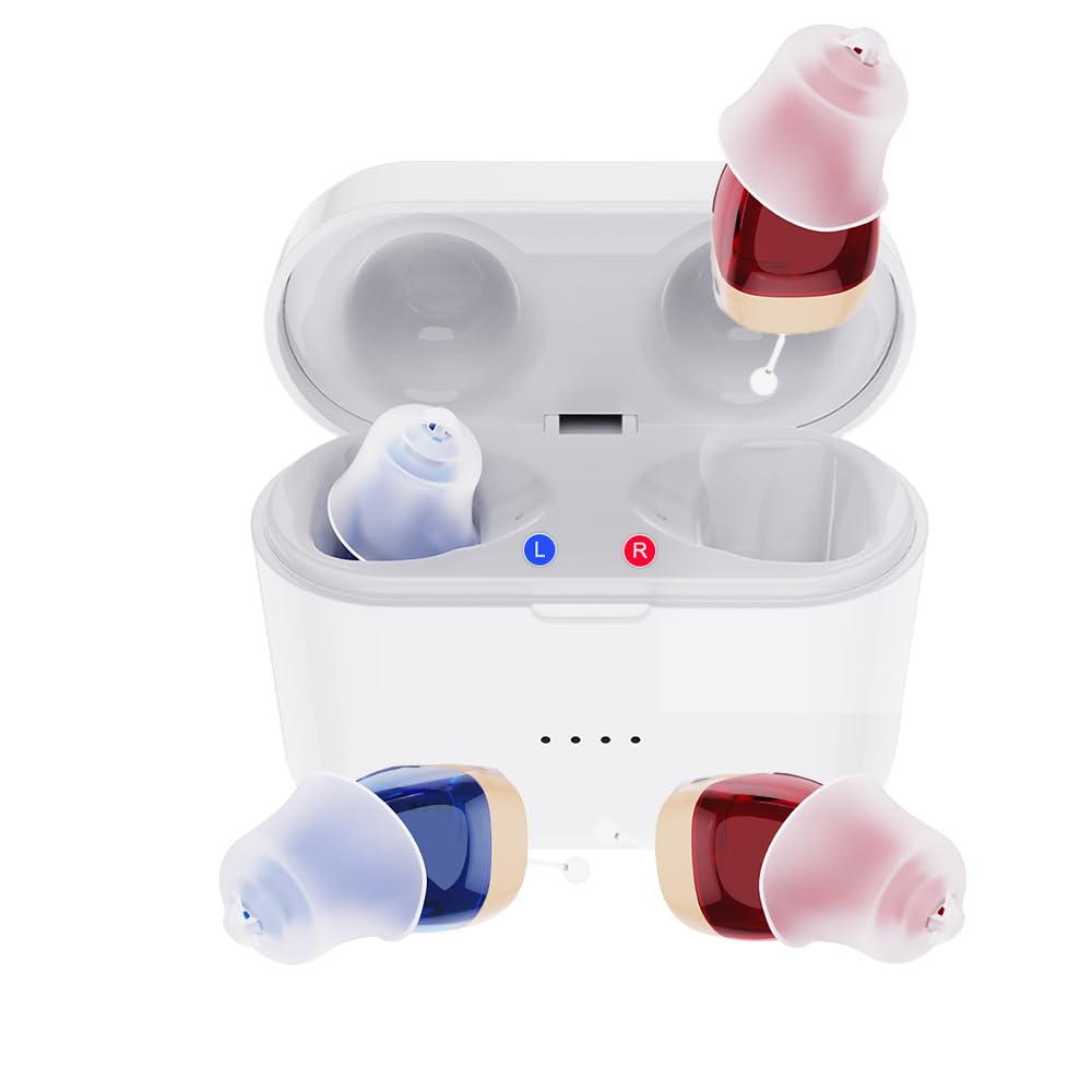 Aides auditives pour les aînés, aide auditive rechargeable 10 canaux Mini appareil auditif avec annulation de bruit amplificateurs auditifs pour les adultes avec cas de charge