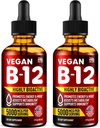 Pack de 2 - B12 Des gouttes sublinguales de 5000 mcg - Fabriquées aux États-Unis - Vitamines Vegan B12 pour l'énergie, l'humeur et la mémoire - Des gouttes sublinguales hautement biodisponibles - Méthylcobalamine pour les femmes et les hommes - 2 fl. oz.