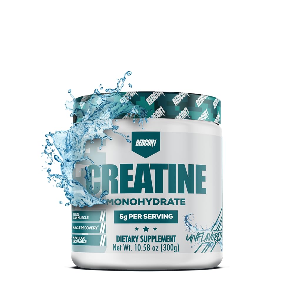 REDCON1 Creatine Monohydrate - Keto Friendly + Vegan Pre & Post Workout Supplement - Kreatinpulver zur Unterstützung von Erholung & Athletic Performance (60 Servietten)