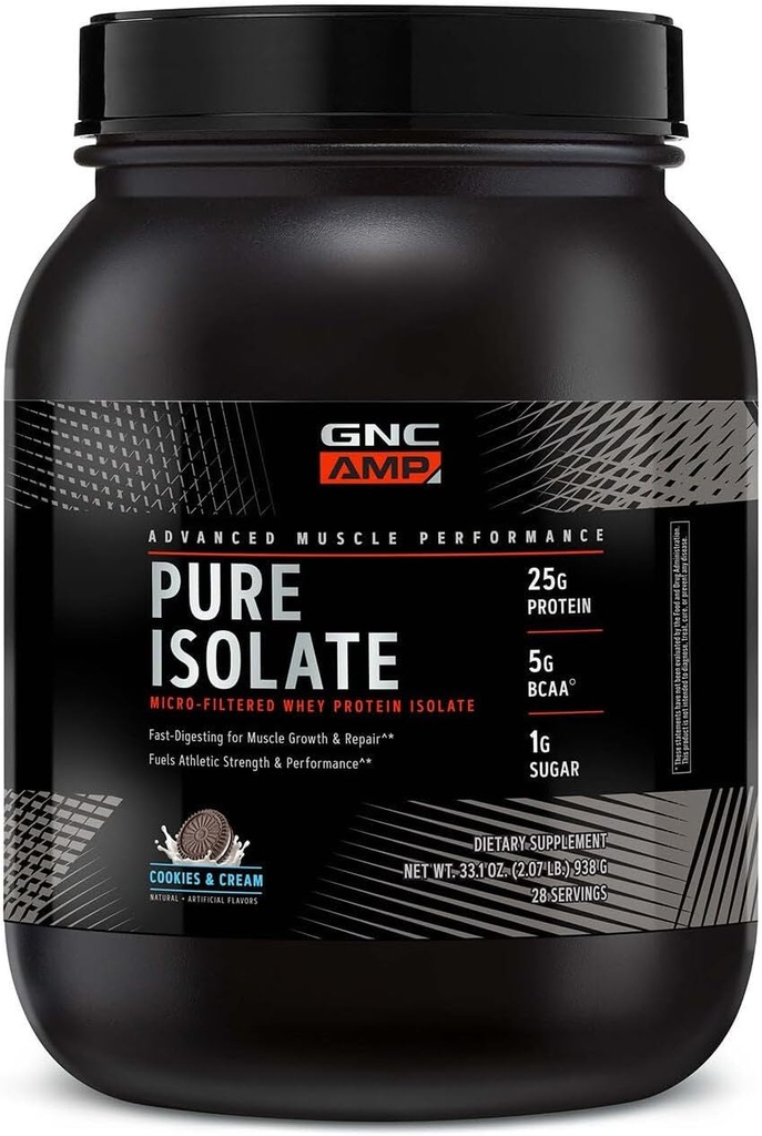 GNC AMP Pure Isolate Whey Protein - Cookies & Cream (28 Portionen)