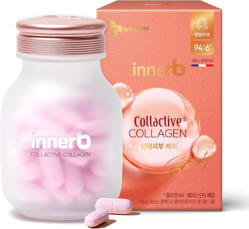 CJwellcare Innerb Glow Capsule Collagen (28 Serve, 4 Settimane) - Elasticità della pelle Firm, Premium Korean Skin Care Supplement. Elastin, vitamina C.