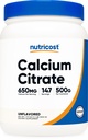 Citrato di calcio di Nutricost (500 grammi) (senza aroma) - Citrato di calcio puro, senza riempitivi, senza glutine (1.1lbs)