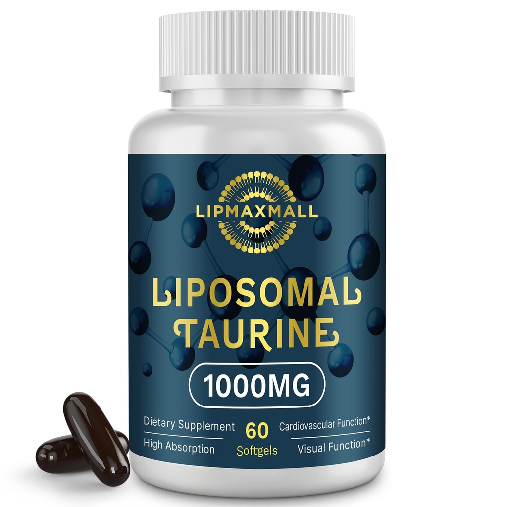 Supplément Taurine Liposomale 1000mg, Acid Amino à haute absorption pour le cœur, Nerve, Cerveau, Visuel (60 Softgels - 1 Pack)