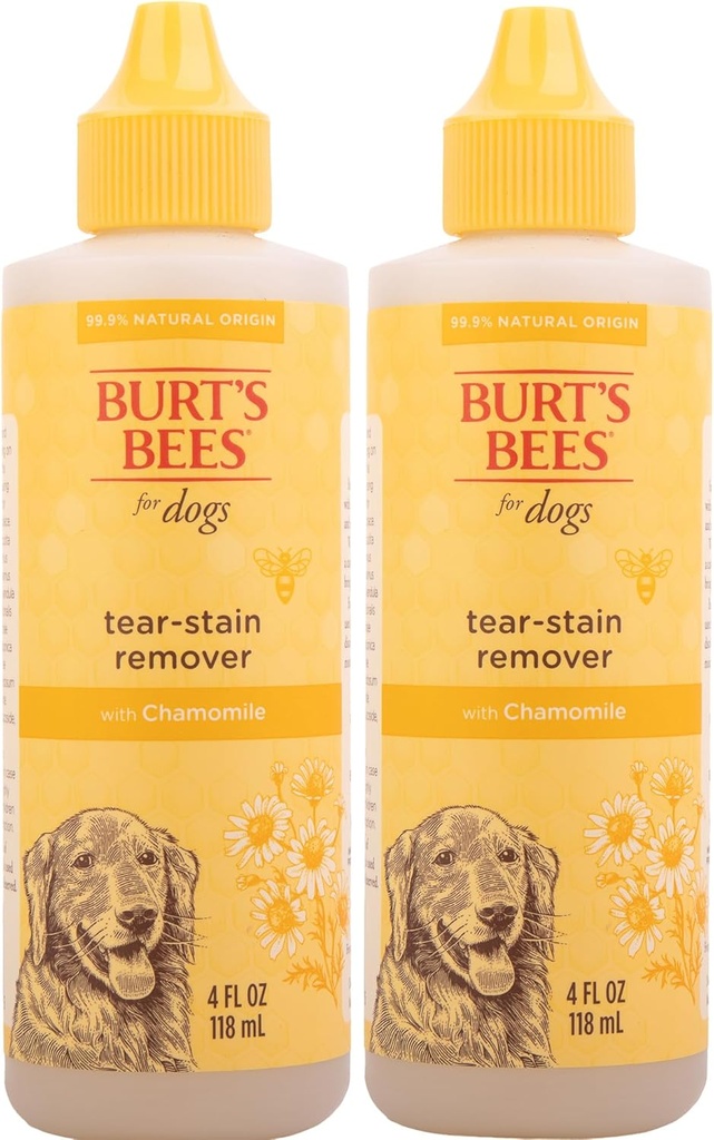 Burt's Bienen für Haustiere Tear Stain Remover für Hunde mit Kamille - Welpen & Hunde Tear Stain Remover - Cruelty Free, Formuliert ohne Sulfate und Parabens, pH Balanced für Hunde, 4 Unzen - 2 Pack