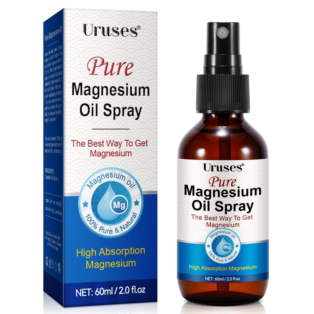 Reines Magnesium-Öl-Spray, Magnesium-Öl für Füße, topische Magnesium-Spray-Glasflasche, Magnesium-Spray für Füße, Magnesium-Körper-Spray, einfach zu absorbieren und zu verwenden -2.0 oz