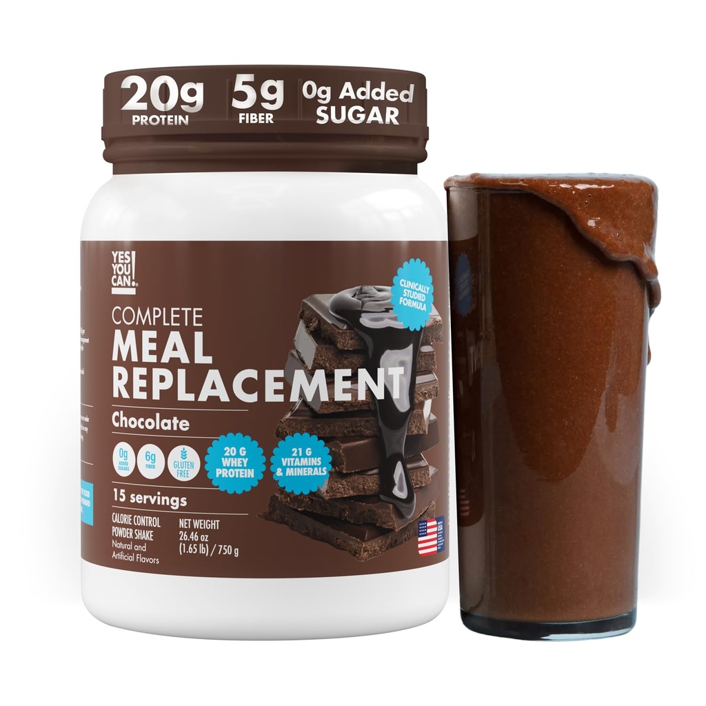 Oui, vous pouvez ! Shake de remplacement des repas - 20G Protéines, fibre 5G, 21 Vitamines et minéraux, 0G Sucre ajouté - Poudre de protéines de remplacement des repas - Nutrition complète tout-en-un - 15 portions (chocolat)