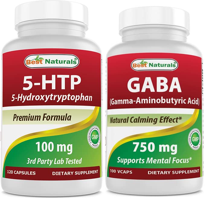 Migliori naturali 5-HTP (5-idrossitriptofano) 100 mg & GABA 750 mg