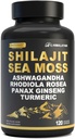 Shilajit Kapseln für Herren - 50% Fulvic Säure, 85+ Trace Minerals Pure Himalayan, Shilajit Resin Extrakt mit Sea Moss, Ashwagandha-für Energie, Stamina -120 Kapseln