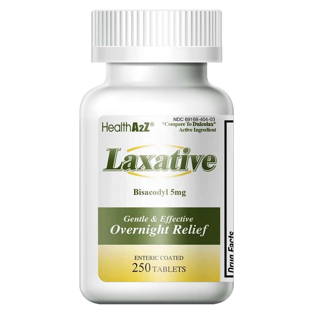 HealthA2Z Laxative Bisacodyl 5mg | 250 Zähler | Sanfte und schnelle Übernachtentlastung für Verstopfung
