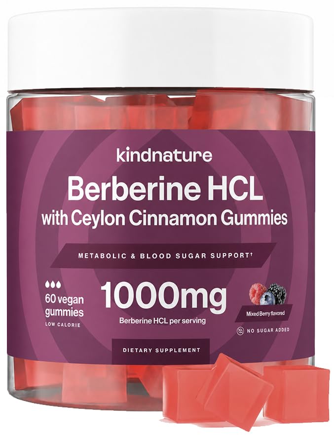 berberina gummies 1000mg con cannella Ceylon & Resveratrolo – Integratore vegano senza zucchero per il supporto dello zucchero nel sangue, Metabolismo, Cravings Wellness – Non-GMO, Senza glutine
