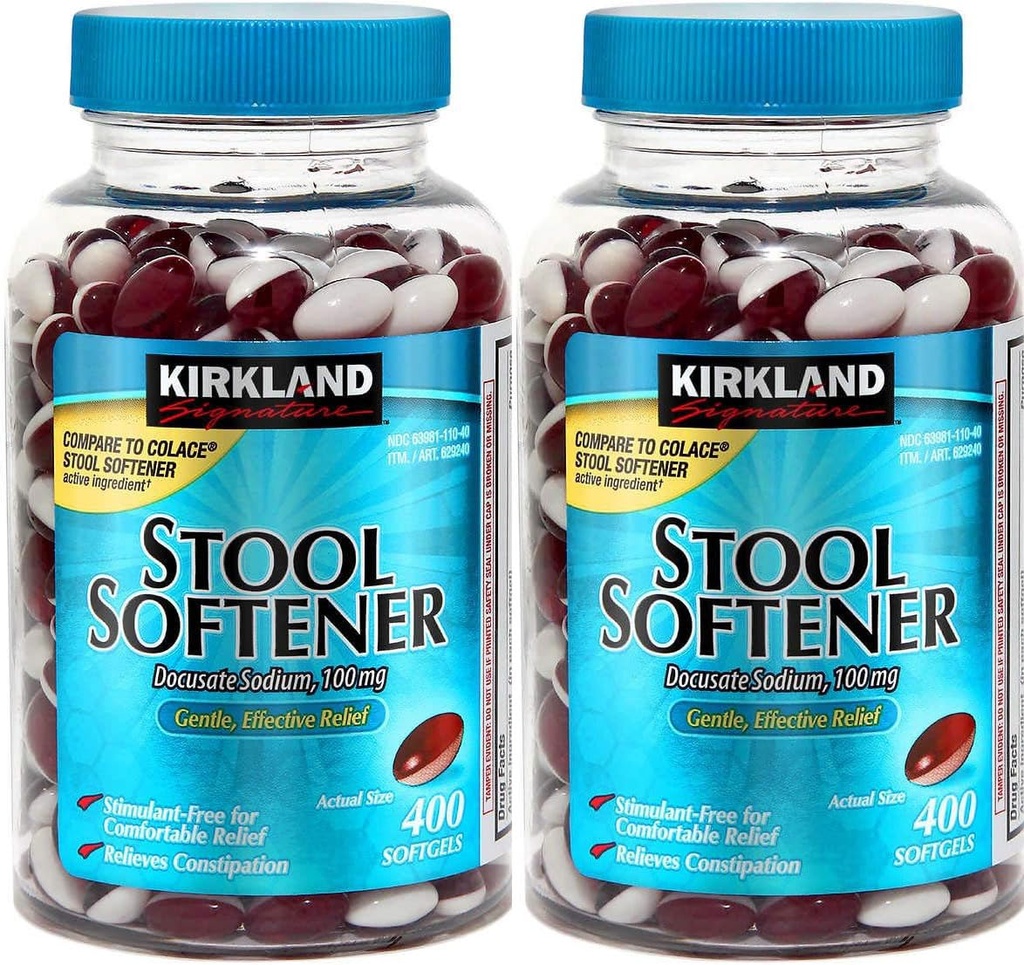 Kirkland Signatur Hocker Softener Docusate Sodium 100 Mg, 800 Softgels/2Bottle
