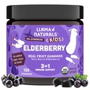 Llama Naturals Gummies pour les enfants, Végétalien, Supplément de soutien aux immunes biologiques avec vitamine C et zinc, Vitamines Gummy de fruits pour l'immunité, No Added Sugar Cane, 120 Ct