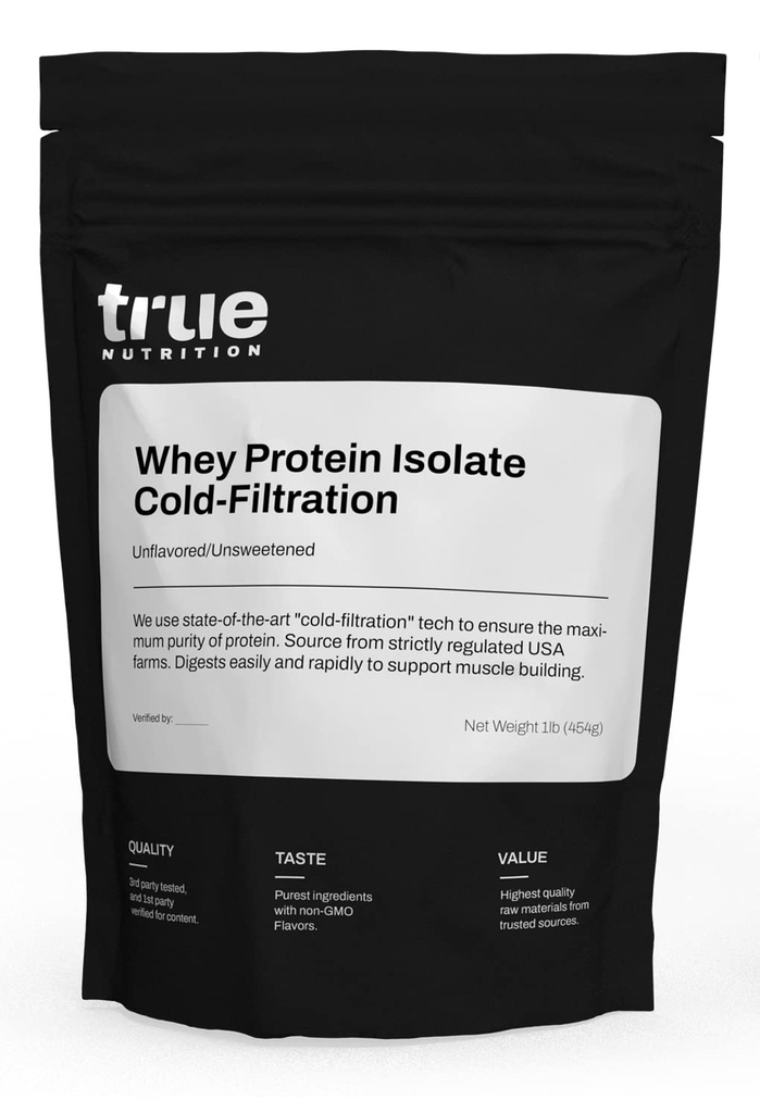 Vera Nutrizione - Proteine non aromatizzate Isolate Cold-Filtration -100% Whey Protein Powder - 27g Protein per Serving - Miscela facilmente e Degustazioni Grande - Terze Parti Testate -Unflavored/Unsweetened - 1lb