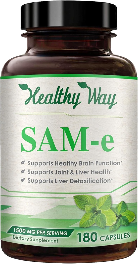 1500mg SAM-e Supplement - High Strength S-Adenosyl-L-Methionin Kapseln 1500mg pro Servierung für Brain Liver und Mood-Unterstützung - Non-GMO High Absorption Same Supplement (60 Servietten)