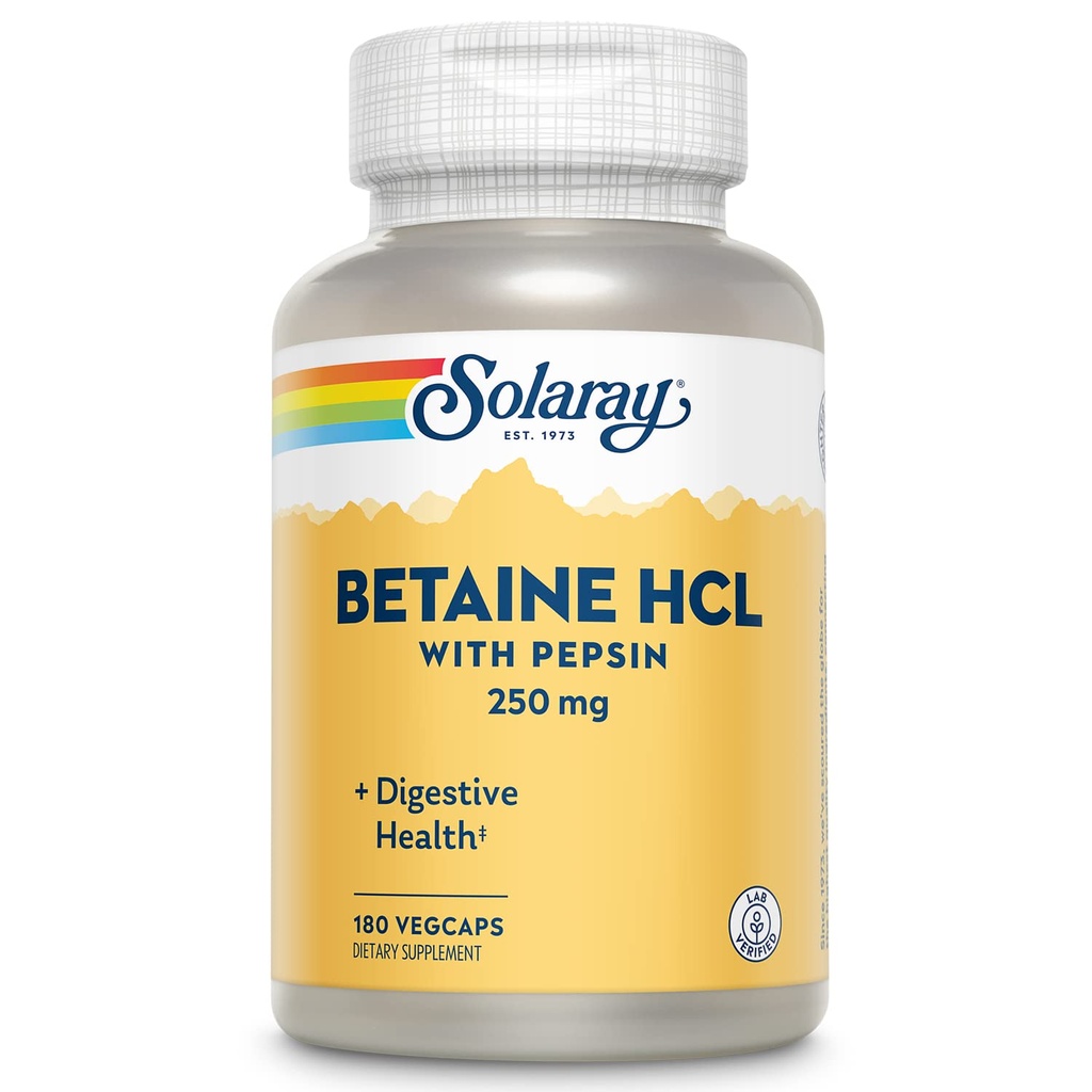 Solaray - HCl con Pepsin - 250 mg - 180 capsule