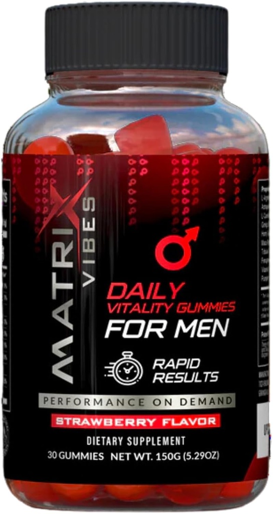 Tägliche Vitalitätsgummis für Männer - ganzheitliche Well-Being-Unterstützung - Adaptogen-angereichert - Delicious Strawberry Flavor - 30-Day Supply
