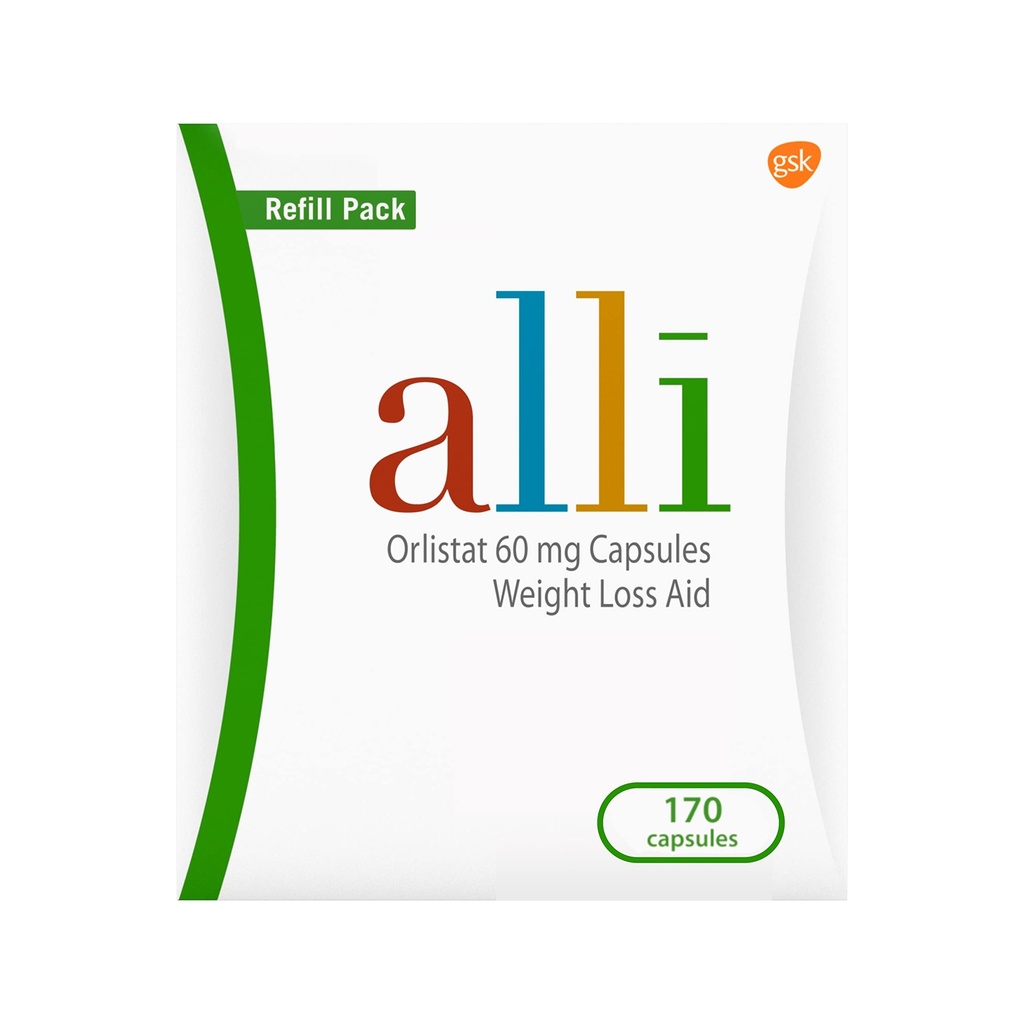 alli Diet Supplément perte de poids pilules, Orlistat 60mg Capsules, 170 Compte