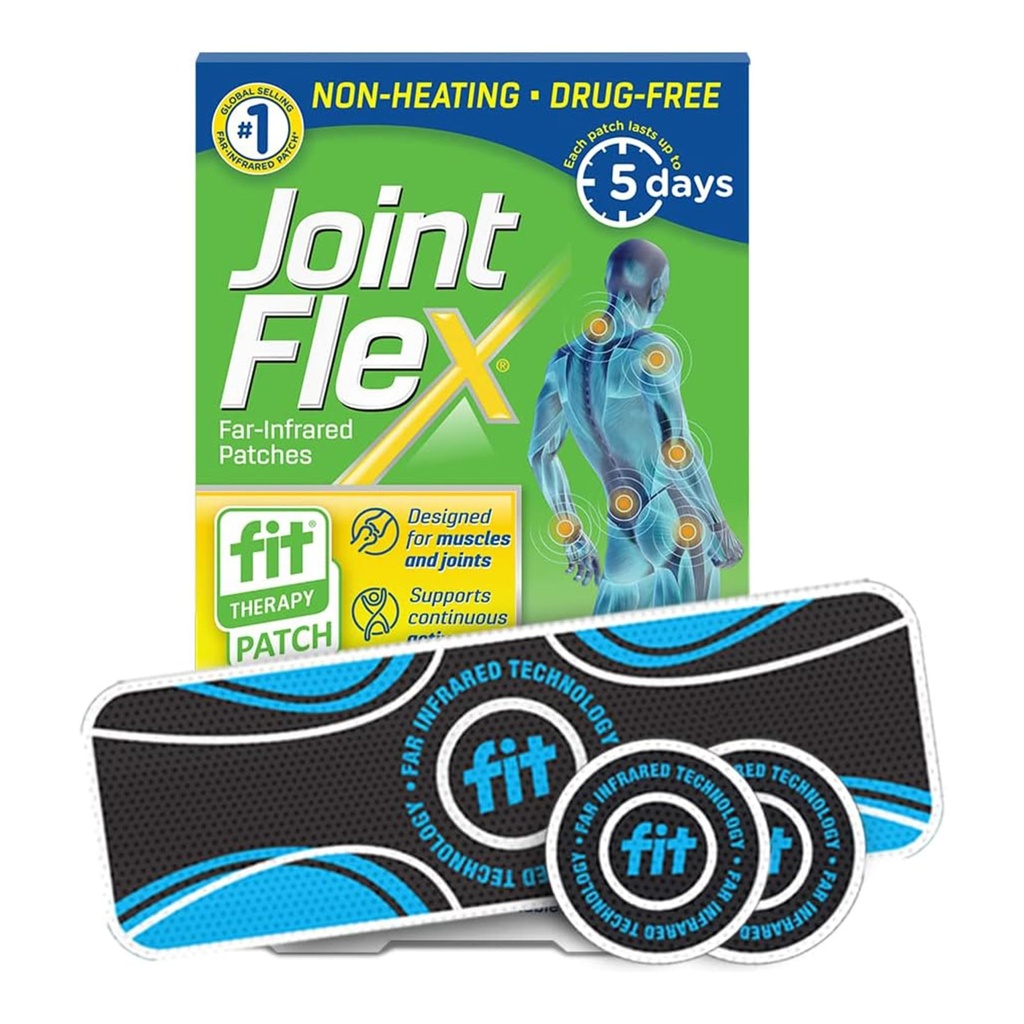 JointFlex FIT Therapy Far Infrared Patch Trial Pack, soutient la mobilité active continue pour les muscles et les articulations, jusqu'à 5 jours / lot, résistant à l'eau, non-chauffant, sans médicament—3-ct, 1 ronde rectangulaire/2