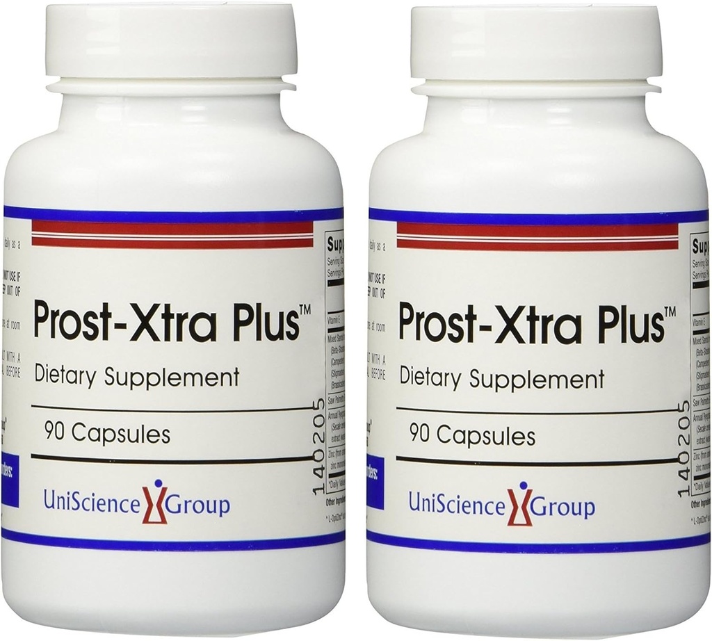 Prost-Xtra Plus (2 kit de bouteilles) avec herbe de seigle, 300 mg Stérols végétaux, Saw Palmetto, Zinc, Vitamine E 90 Capsules