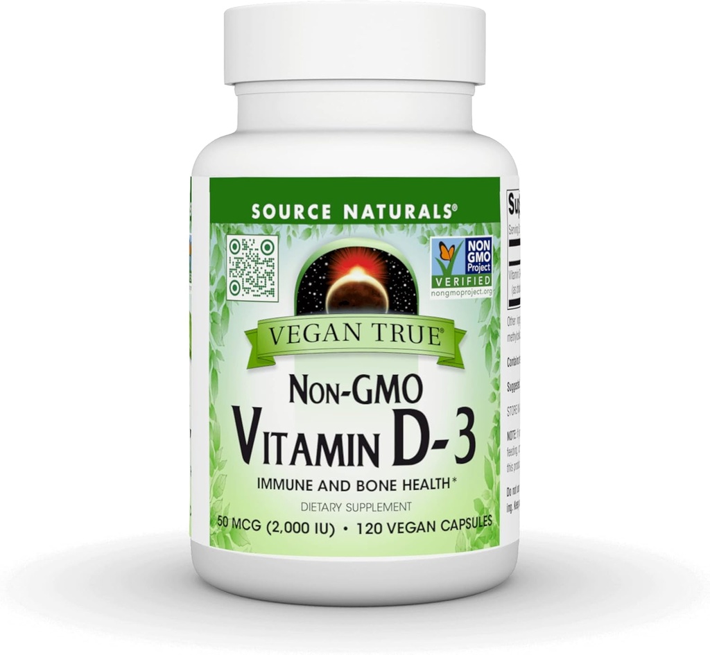 Quelle Naturals Vegan True, Non-GMO Vitamin D-3, Nahrungsergänzung für Immun- und Knochengesundheit*, 2.000 IU - 90 Kapseln