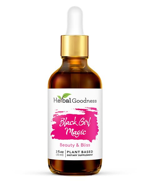 Herbal Goodness Black Girl Magic - Skin Supplements für Damen, Radiant Skin Beauty Support, Essential Skin Food, Ashwagandha Supplements - 1 Flasche (2 fl oz)