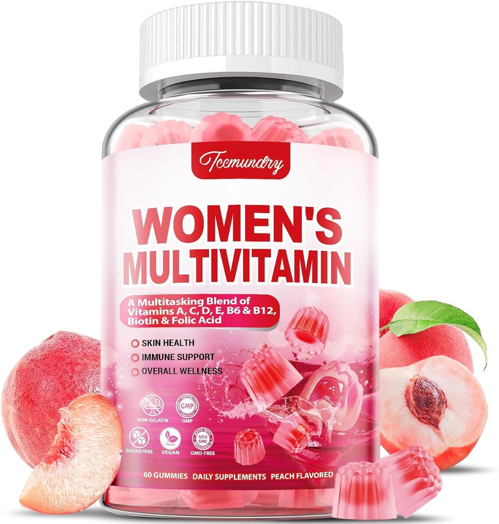 Donne Multivitamina Gummies - Zucchero Multivitaminico Libero per Donne con Vitamine A, C, D, E, Niacina, Folate, B6 & B12, Ferro, Calcio, Zinco - Multi Vitamine & Minerali per Pelle, Capelli, Energia & Immune