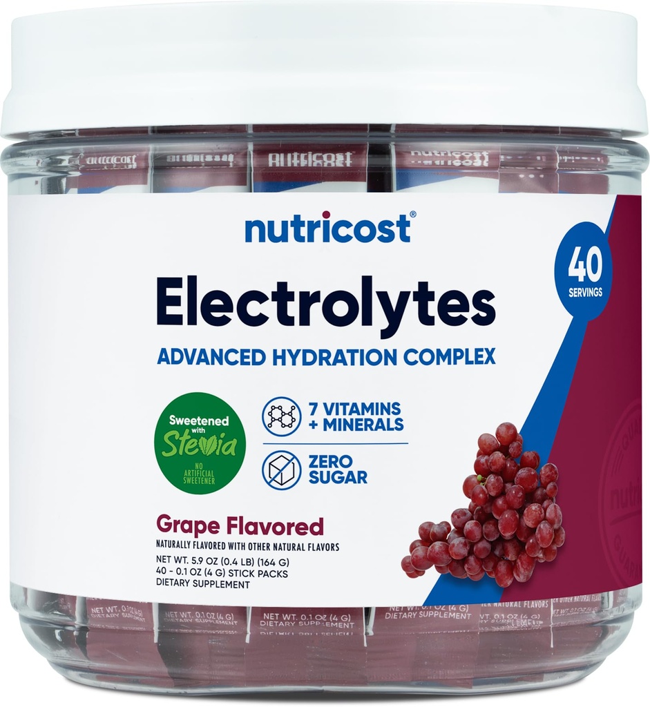 Nutricost Elektrolyte Complex, Grape Flavored, 40 Stickpacks - Advanced Hydration Complex