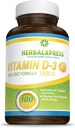 Herbalxpress Vitamin D (als Cholecalciferol) 1.500 IU (100 Tabletten) ist die perfekte Ergänzung zu einem gesunden Lebensstil, Knochen, Zähne, Muskeln, Immunfunktion und Wohlbefinden, Non-GMO und Gluten-Free.