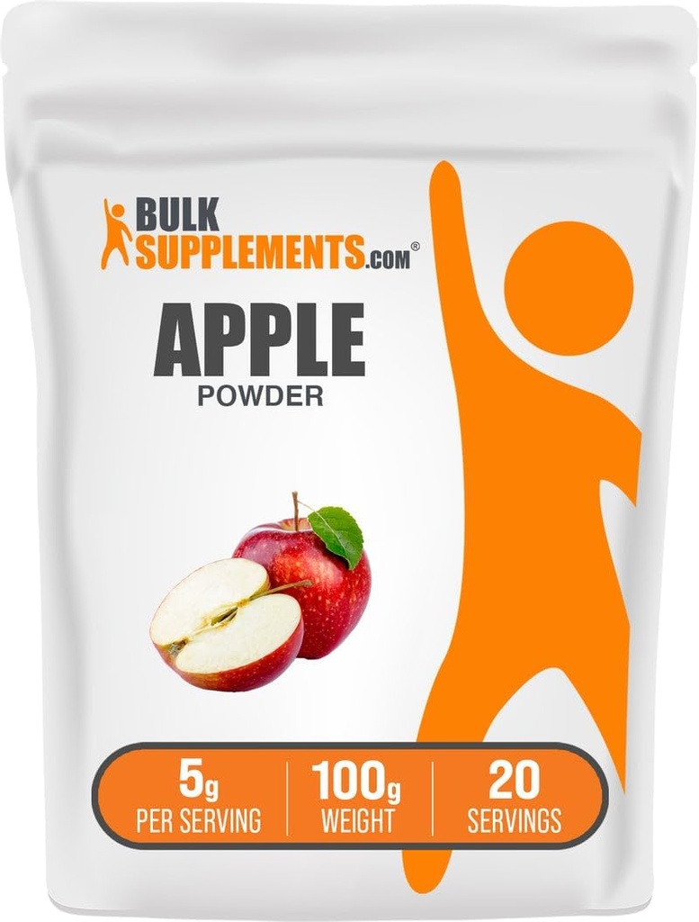 BulkSupplements.com Polvere di mela - polvere di frutta di mela, supplemento di fibra per il supporto digestivo - naturale e senza glutine, 5g per porzione, 100g (3,5 oz) (pacchetto di 1)