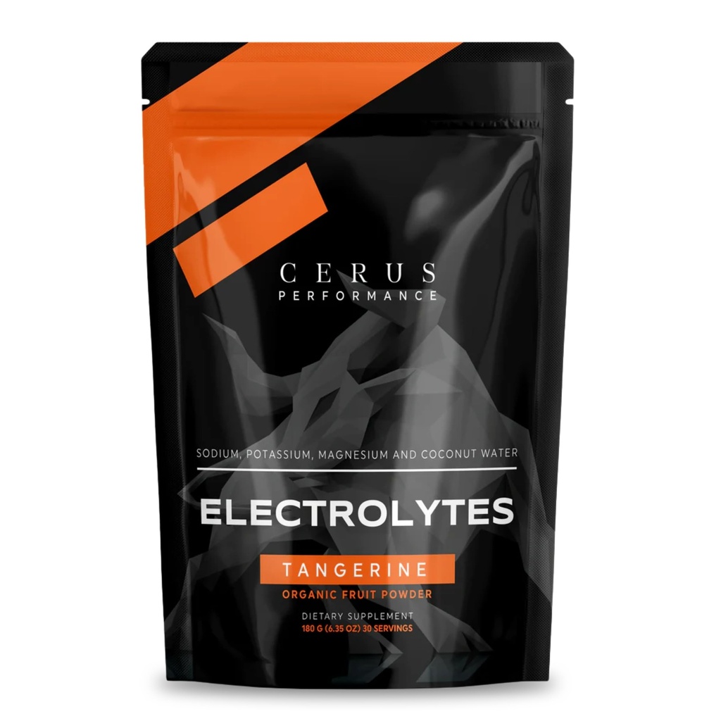 Cerus Performance Poudre d'électrolyte – Saveur de Tangerine, 30 portions, Zéro sucre, Poudre d'eau de coco & Fruits réels, Endurance et récupération