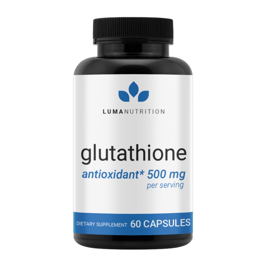 Luma Nutrition Premium Glutathione Supplement - 500mg - L-Glutathione - Supporto antiossidante - Ridotto - Supporto per fegato - 60 Capsule