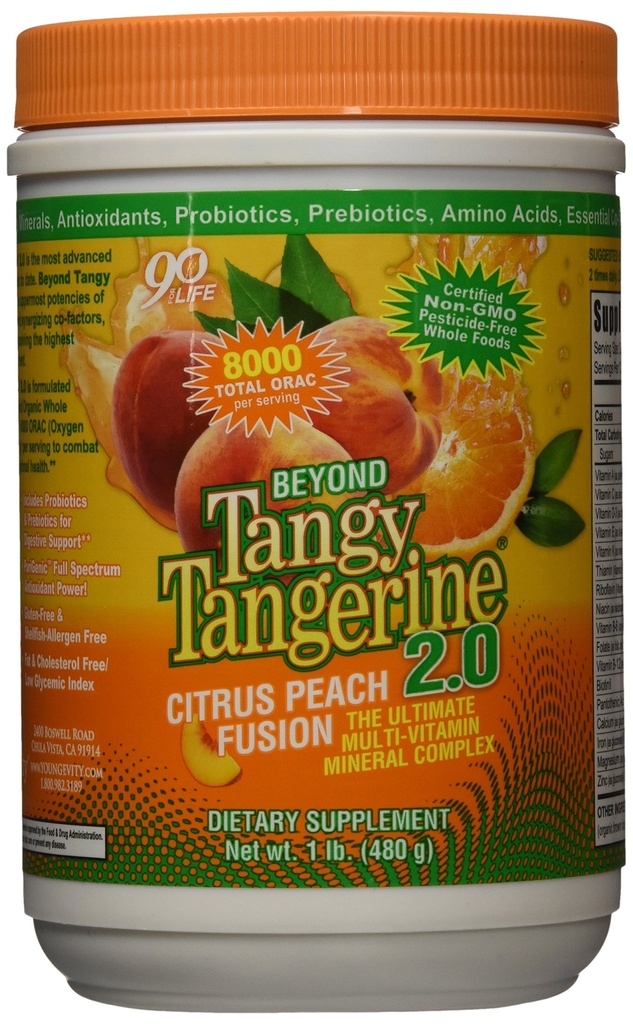 Youngevity Beyond Tangy Tangerine 2.0 Citrus Peach Fusion Multi-Vitamin & Mineral Complex - Made with Natural & Whole Foods | 8,000 ORAC