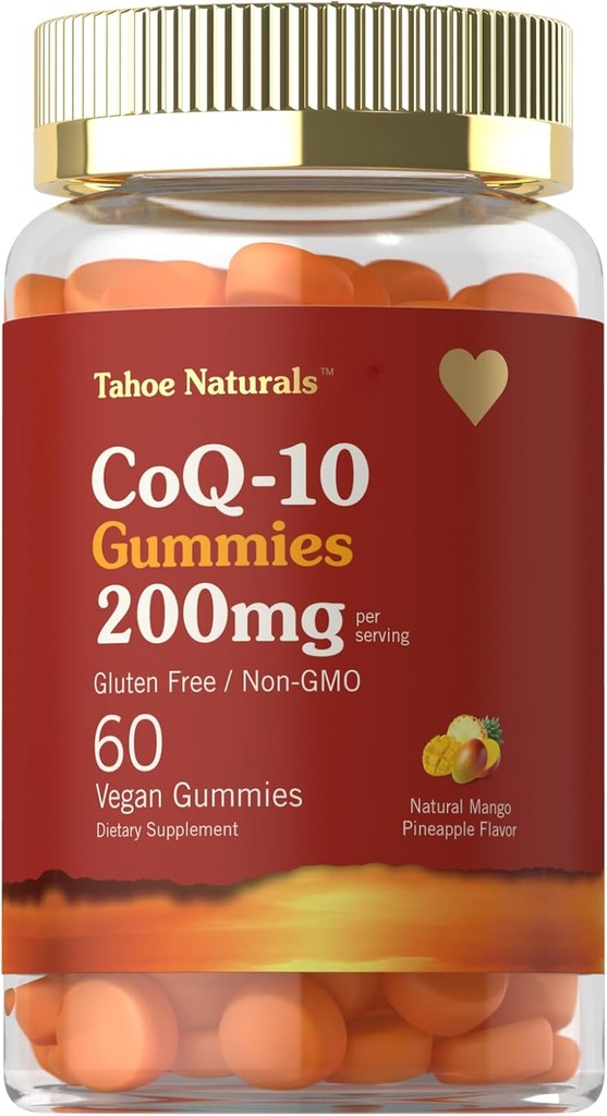 CoQ10 Gummies | 200 mg | 60 Count | Natural Mango Ananas Flavor | Vegan, Non-GMO, Gluten Free | von Carlyle