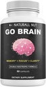 Go Brain Double Nootropic Formel, Gehirn Ergänzungen für Gedächtnis und Fokus Vitamine, Ginkgo Biloba, Dmae Supplement, Bacopa Monnieri Ergänzung, Gedächtnis Vitamine Gehirn für Frauen & Männer