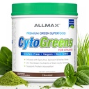 ALLMAX CYTOGREENS, Schokolade - 1,5 lbs - Unterstützt Leistung, Erholung & Energie - mit Spirulina, Chlorella, Spinat, Gerste Grass & Grüner Tee - 60 Servietten