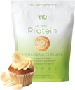 TRU Pflanzenbasiertes Proteinpulver, BCAA, EAA, 20g Vegan Brown Rice & Pea Protein, 100 Kalorien, 27 Vitamine, keine künstlichen Aromen 25 Servierungen (Peanut Butter Banana Cupcake)
