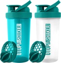 Utopia Home Protein Shaker Bottiglia - (Pacchetto di 2) 28 once Shaker bottiglie per miscele proteiche - Fitness Sports Classic Protein Mixer Shaker Bottiglia (Teal & Clear/Teal)