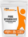 BulkSupplements.com Reines Vitamin B12 Pulver - wie Cyanocobalamin, Vitamin B-Ergänzungen, Cyanocobalamin B12-Ergänzung - Reines Produkt, Mehrere Servierungen, 25g (0.88 oz) (Pack von 1)