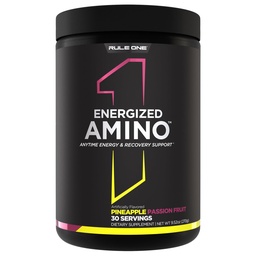 Rule 1 Proteins Energized Amino – Anytime Energy & Recovery Support with BCAAs, Glutamine, Citrulline, Beta Alanine, Caffeine from Green Coffee & Tea Leaf Extracts (30 Serving, Pineapple Passionfruit)