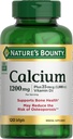 Calcium di Bounty della natura 1200 mg con 1000 IU Vitamin D3 - Bone Health Softgels, Calcium e vitamina D supplemento, senza glutine, 2 Softgels al giorno, 120 ct (pacchetto di 1)