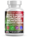Clean Nutraceuticals Früchte und Gemüse Ergänzung Reds & Green Superfood - Balance von über 70 Obst & Gemüse Ergänzungen Kapseln mit Probiotics Prebiotics Verdauungsenzyme - 120 Ct USA