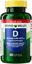Spring Valley Vitamin D3 Supplemento Softgels, 2000 IU, 400 Conte - Nuovo look